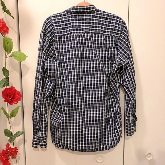 🌷 Tommy Hilfiger🌷Navy Blue Green Red White Plaid Button Down Shirt - Picture 5 of 7